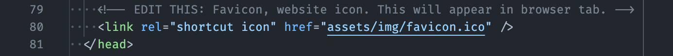 Image of favicon tag